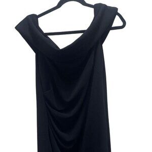 Black Vince Camuto Off the shoulder strech Midi cocktail dress size 12 relaxed